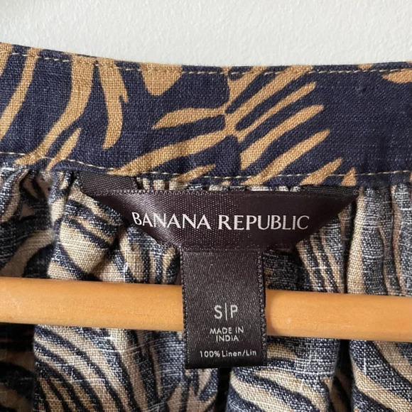 Banana Republic 100% Linen The Boxy Cropped Shirt Striped Zebra Size Small - Picture 6 of 9